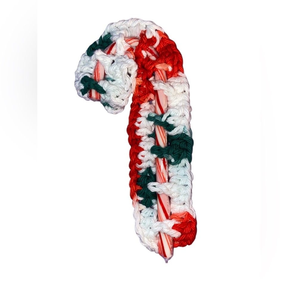 ⭐️5/$10⭐️ Vintage Inspired Crocheted Candy Cane Christmas Tree Ornament